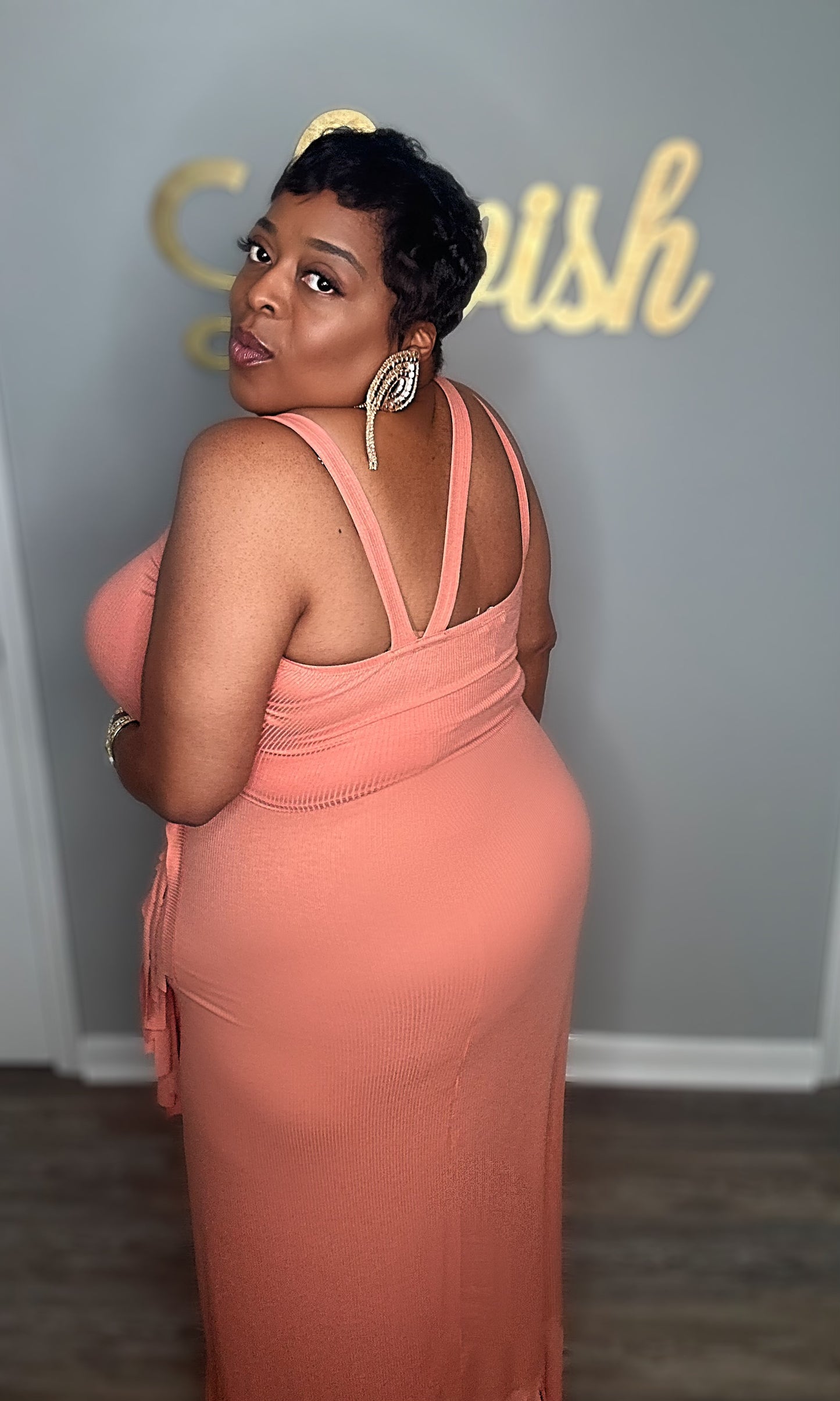 Frisky Fringe Skirt (Apricot) Set