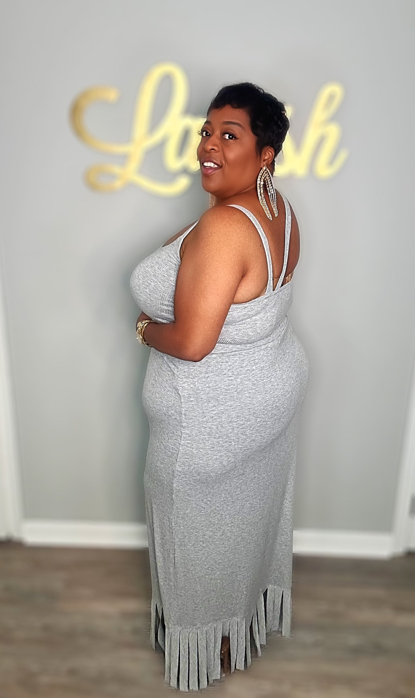 Frisky Fringe Skirt (Grey) Set
