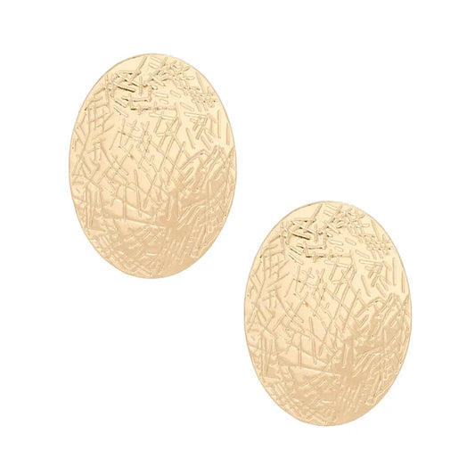 Textured Gold Oval Earrings